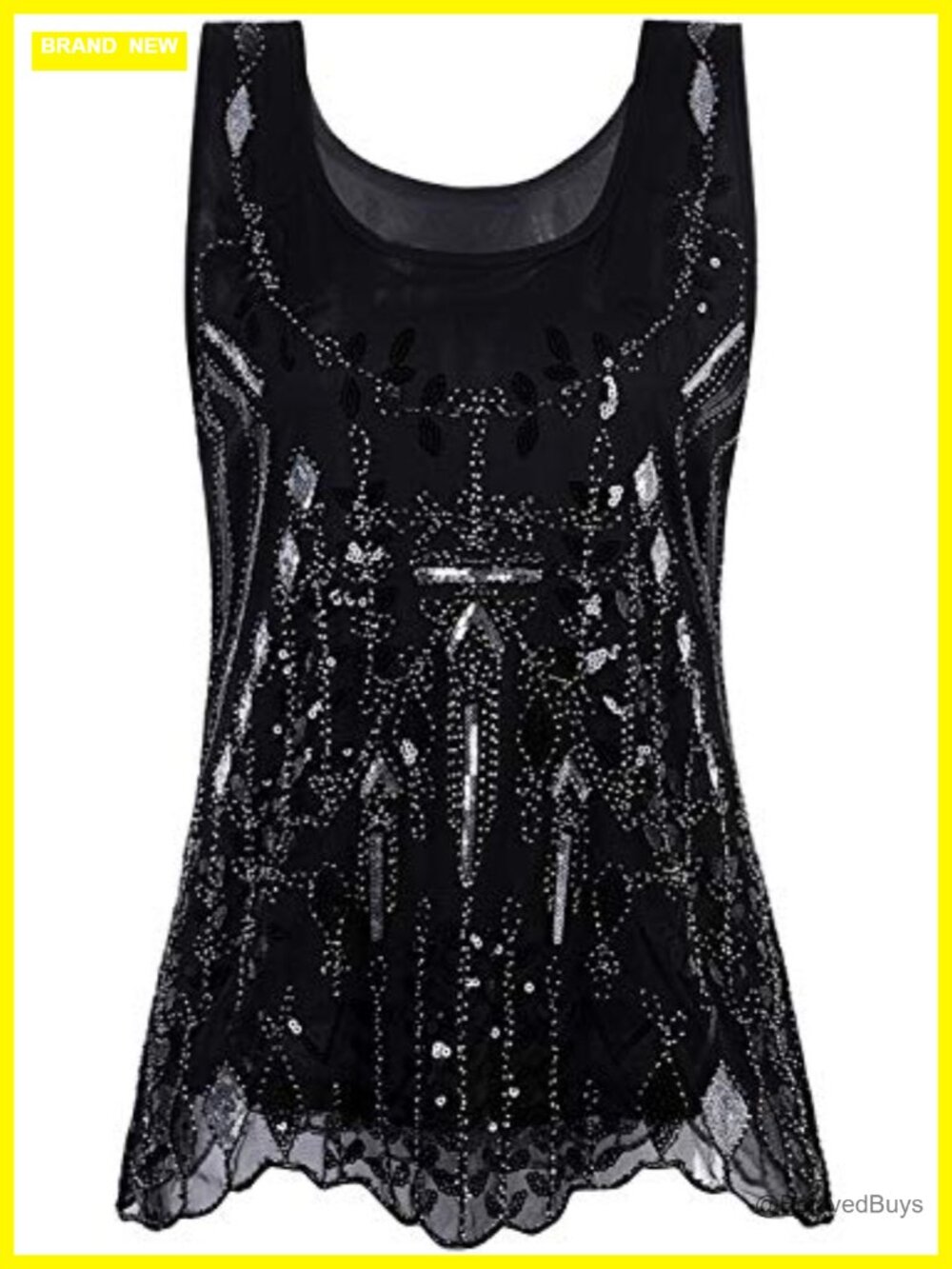 Vintage Beaded Sequin Embellished Tank Top Sparkly Flapper Vest